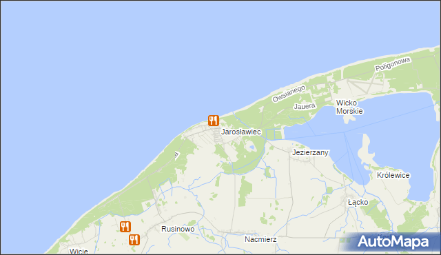 mapa Jarosławiec gmina Postomino, Jarosławiec gmina Postomino na mapie Targeo