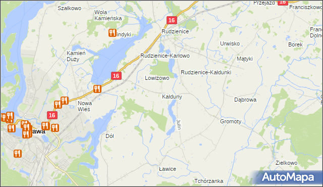 mapa Kałduny gmina Iława, Kałduny gmina Iława na mapie Targeo