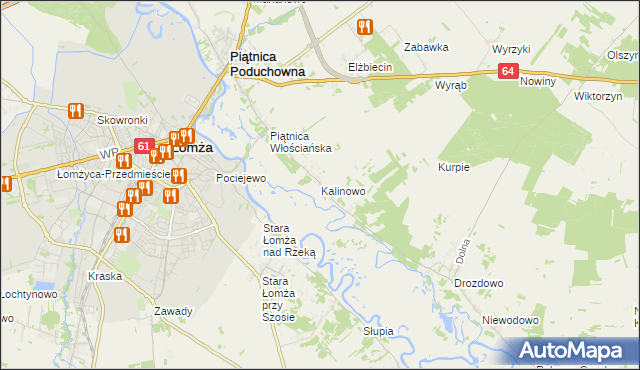mapa Kalinowo gmina Piątnica, Kalinowo gmina Piątnica na mapie Targeo