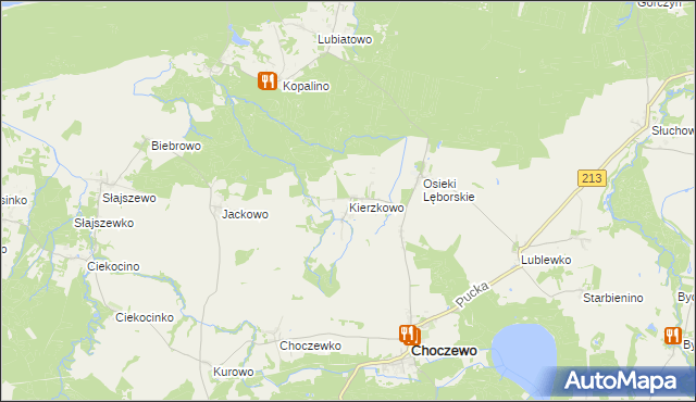 mapa Kierzkowo gmina Choczewo, Kierzkowo gmina Choczewo na mapie Targeo