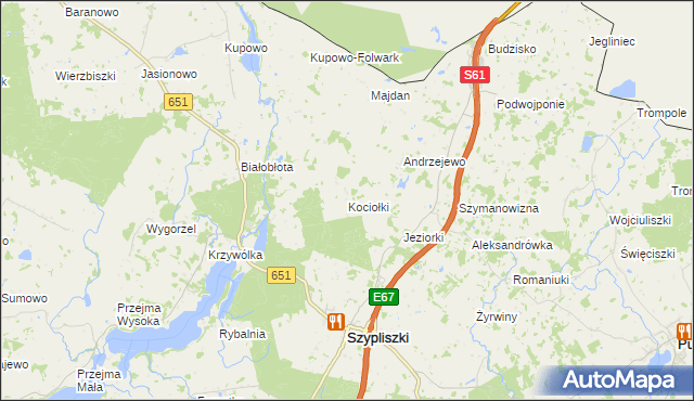 mapa Kociołki gmina Szypliszki, Kociołki gmina Szypliszki na mapie Targeo