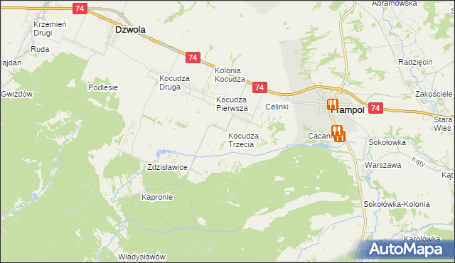 mapa Kocudza Trzecia, Kocudza Trzecia na mapie Targeo