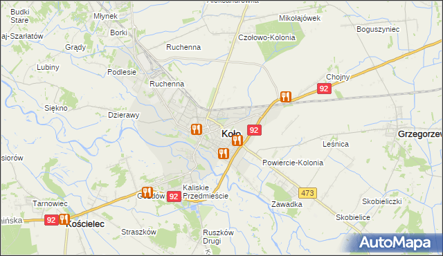 mapa Koło, Koło na mapie Targeo