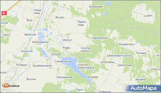 mapa Kolonia Mierzyn, Kolonia Mierzyn na mapie Targeo