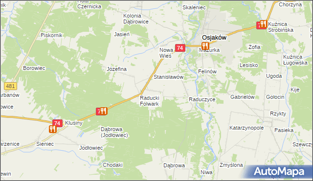 mapa Kolonia Raducka, Kolonia Raducka na mapie Targeo