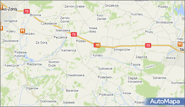mapa Konary gmina Stopnica, Konary gmina Stopnica na mapie Targeo