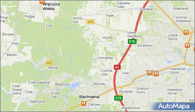 mapa Konradów gmina Blachownia, Konradów gmina Blachownia na mapie Targeo