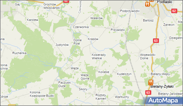 mapa Kosierady Wielkie, Kosierady Wielkie na mapie Targeo