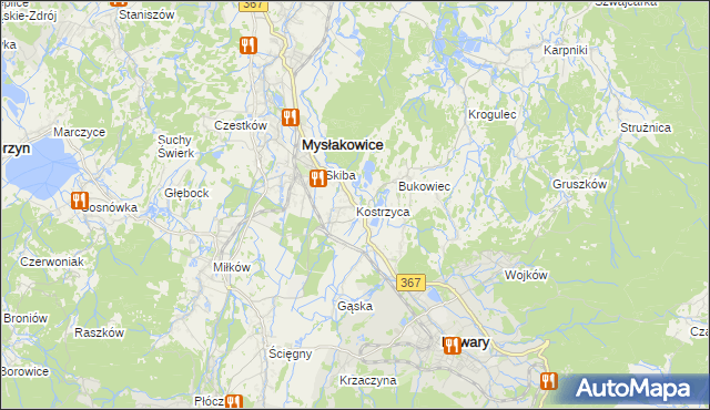mapa Kostrzyca, Kostrzyca na mapie Targeo
