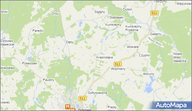 mapa Krasnołąka gmina Górowo Iławeckie, Krasnołąka gmina Górowo Iławeckie na mapie Targeo
