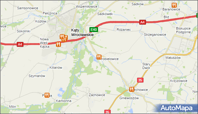 mapa Krobielowice, Krobielowice na mapie Targeo