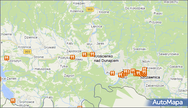 mapa Krościenko nad Dunajcem, Krościenko nad Dunajcem na mapie Targeo