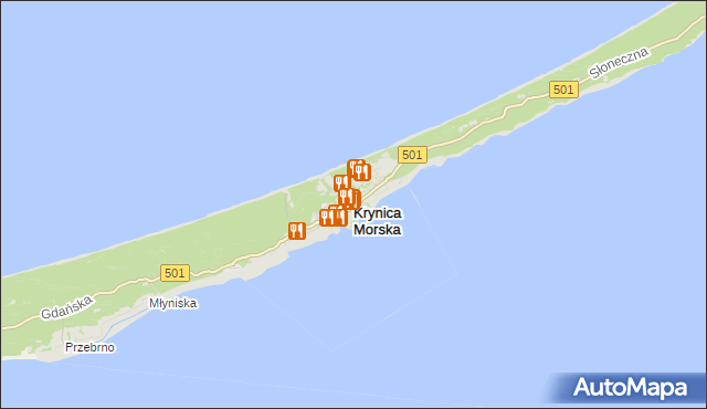 mapa Krynica Morska, Krynica Morska na mapie Targeo