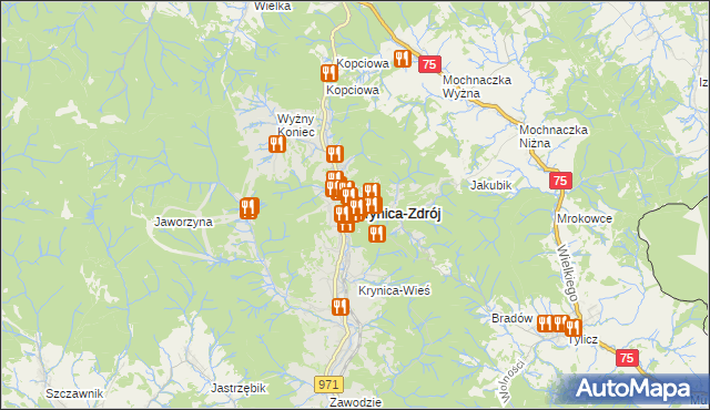mapa Krynica-Zdrój, Krynica-Zdrój na mapie Targeo
