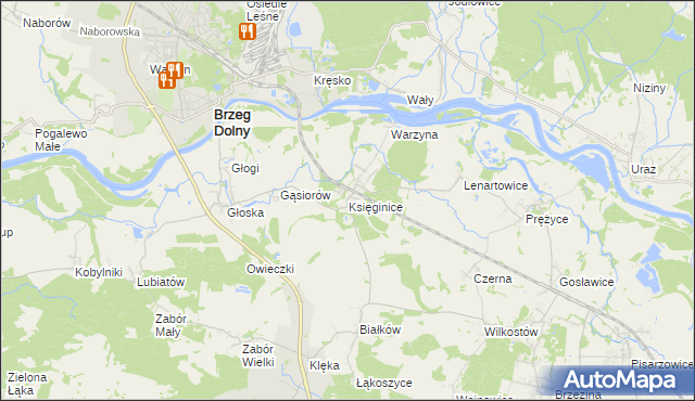mapa Księginice gmina Miękinia, Księginice gmina Miękinia na mapie Targeo