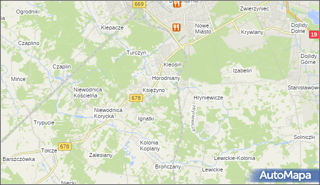 mapa Księżyno-Kolonia, Księżyno-Kolonia na mapie Targeo