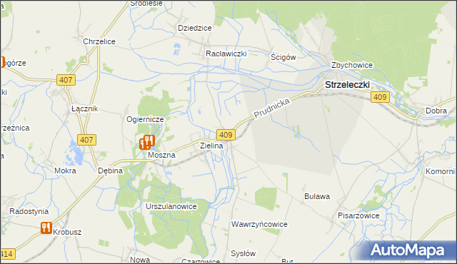 mapa Kujawy gmina Strzeleczki, Kujawy gmina Strzeleczki na mapie Targeo