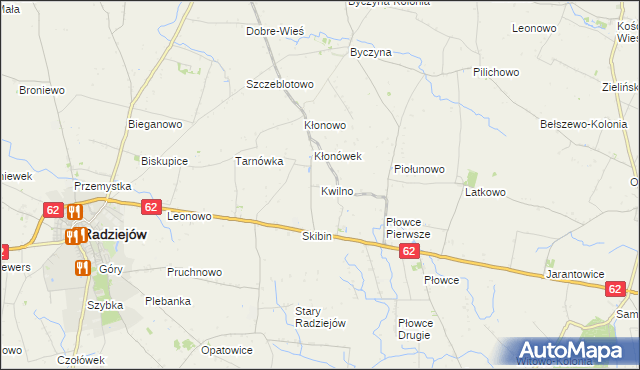 mapa Kwilno gmina Radziejów, Kwilno gmina Radziejów na mapie Targeo