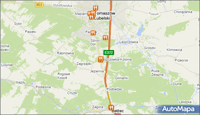 mapa Łaszczówka-Kolonia, Łaszczówka-Kolonia na mapie Targeo