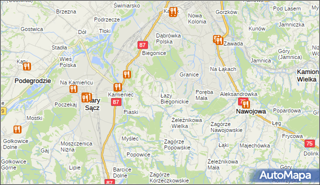 mapa Łazy Biegonickie, Łazy Biegonickie na mapie Targeo
