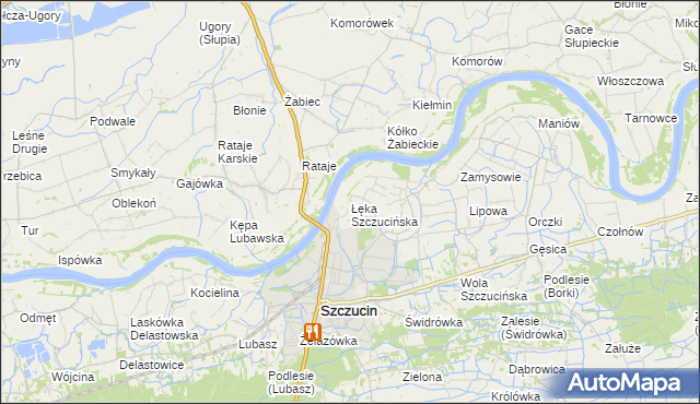mapa Łęka Szczucińska, Łęka Szczucińska na mapie Targeo