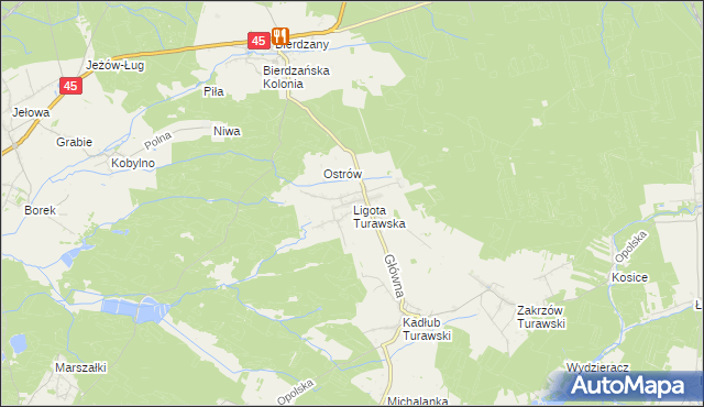 mapa Ligota Turawska, Ligota Turawska na mapie Targeo