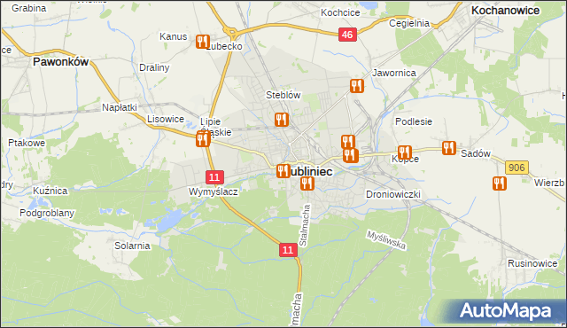 mapa Lubliniec, Lubliniec na mapie Targeo