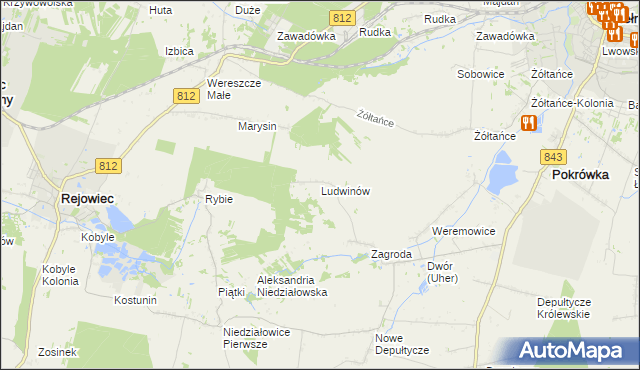 mapa Ludwinów gmina Chełm, Ludwinów gmina Chełm na mapie Targeo