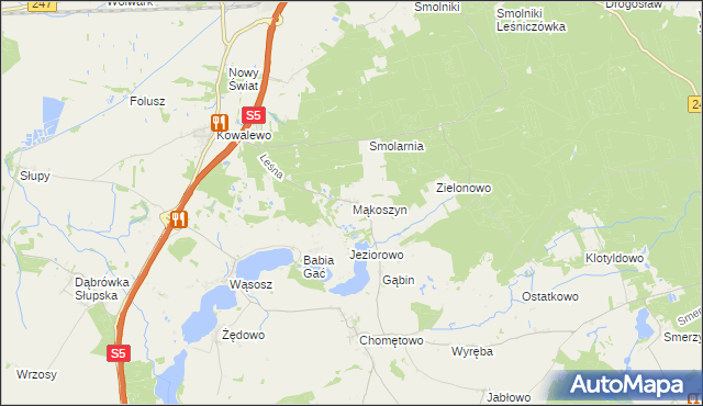 mapa Mąkoszyn gmina Szubin, Mąkoszyn gmina Szubin na mapie Targeo