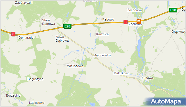 mapa Malczkówko, Malczkówko na mapie Targeo