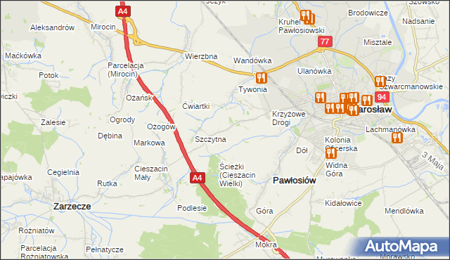 mapa Maleniska gmina Pawłosiów, Maleniska gmina Pawłosiów na mapie Targeo