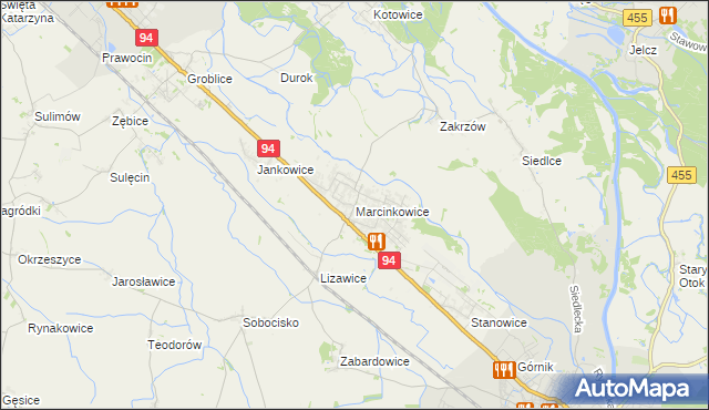 mapa Marcinkowice gmina Oława, Marcinkowice gmina Oława na mapie Targeo