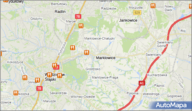 mapa Marklowice, Marklowice na mapie Targeo