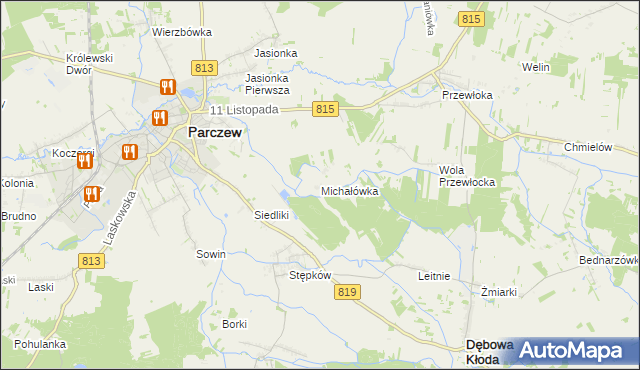 mapa Michałówka gmina Parczew, Michałówka gmina Parczew na mapie Targeo