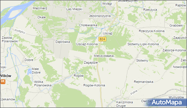 mapa Mieczysławka gmina Karczmiska, Mieczysławka gmina Karczmiska na mapie Targeo