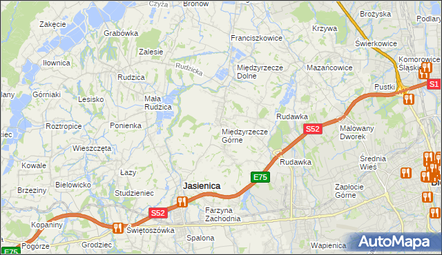 mapa Międzyrzecze Górne, Międzyrzecze Górne na mapie Targeo