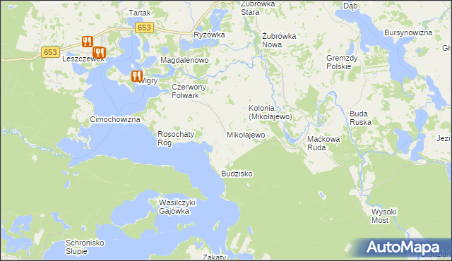 mapa Mikołajewo gmina Krasnopol, Mikołajewo gmina Krasnopol na mapie Targeo
