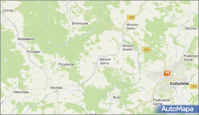 mapa Mirocin Górny, Mirocin Górny na mapie Targeo