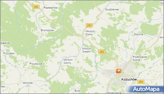 mapa Mirocin Średni, Mirocin Średni na mapie Targeo