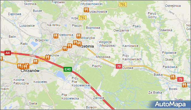 mapa Młoszowa, Młoszowa na mapie Targeo