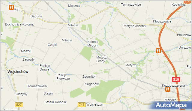 mapa Motycz Leśny, Motycz Leśny na mapie Targeo