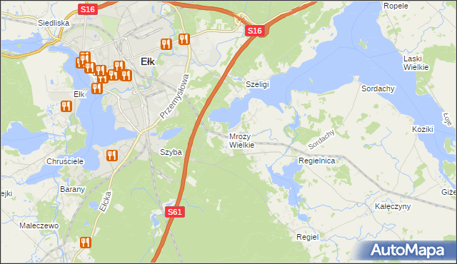 mapa Mrozy Wielkie, Mrozy Wielkie na mapie Targeo