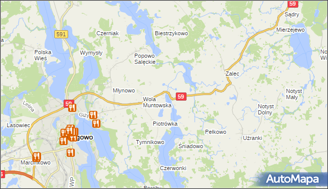 mapa Muntowo, Muntowo na mapie Targeo