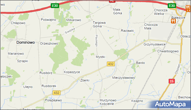 mapa Mystki gmina Nekla, Mystki gmina Nekla na mapie Targeo
