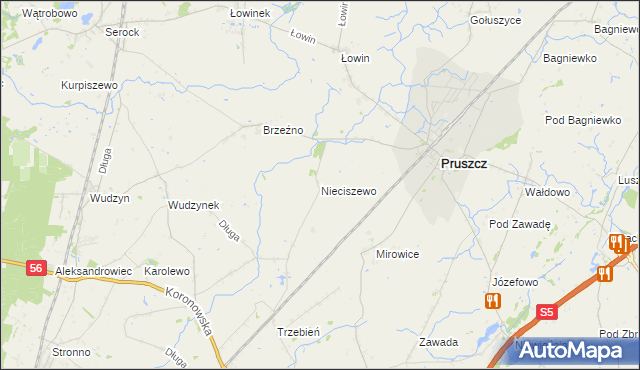 mapa Nieciszewo, Nieciszewo na mapie Targeo