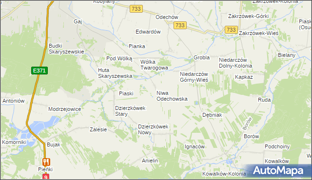 mapa Niwa Odechowska, Niwa Odechowska na mapie Targeo