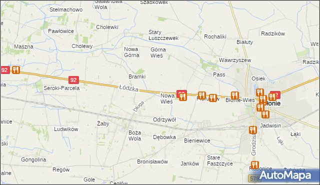 mapa Nowa Wieś gmina Błonie, Nowa Wieś gmina Błonie na mapie Targeo