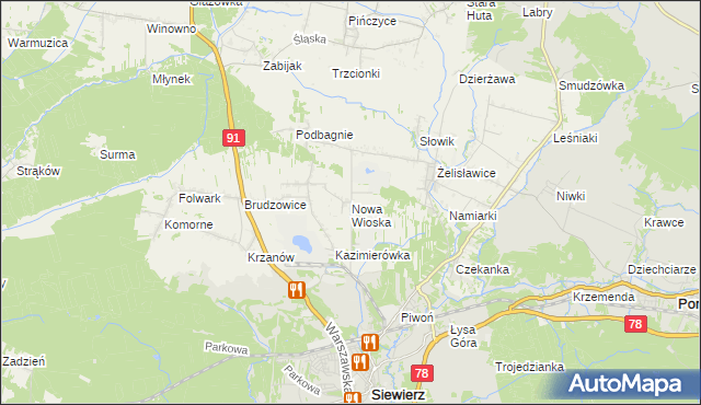 mapa Nowa Wioska gmina Siewierz, Nowa Wioska gmina Siewierz na mapie Targeo