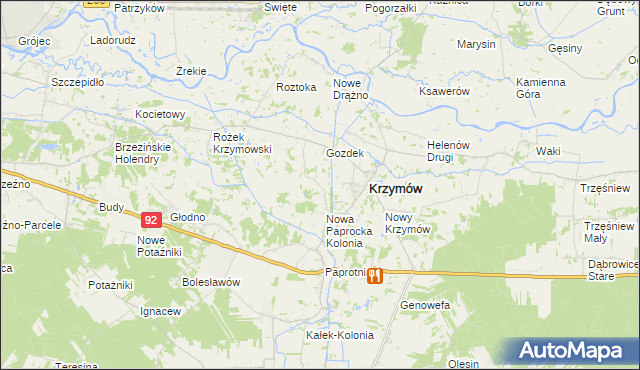 mapa Nowe Paprockie Holendry, Nowe Paprockie Holendry na mapie Targeo