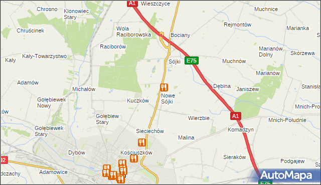 mapa Nowe Sójki, Nowe Sójki na mapie Targeo